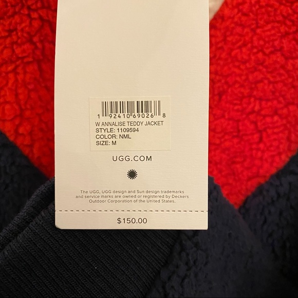 UGG Navy Annalise Teddy Bear Bomber Style Jacket - Picture 6 of 11